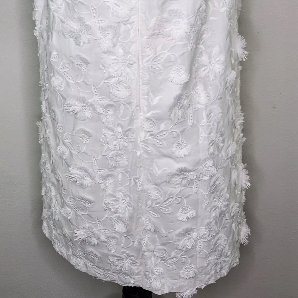 Ann Taylor White High Neck Halter Floral Applique' Mini A Line Dress Size M/L - Picture 4 of 12